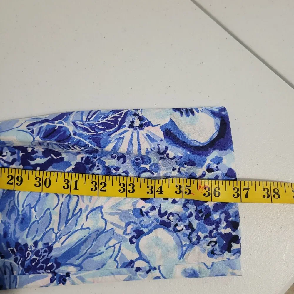 Lilly Pulitzer 8 pants Kelly Skinny Ankle Coastal Blue Catch n Keep blue flower